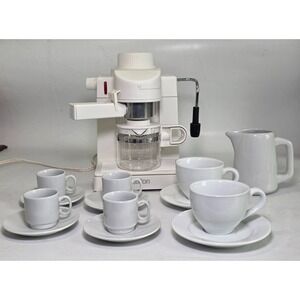 Salton Cafe Cappuccino Coffee Espresso Massine Bar EX45KITW With Cups Spoons